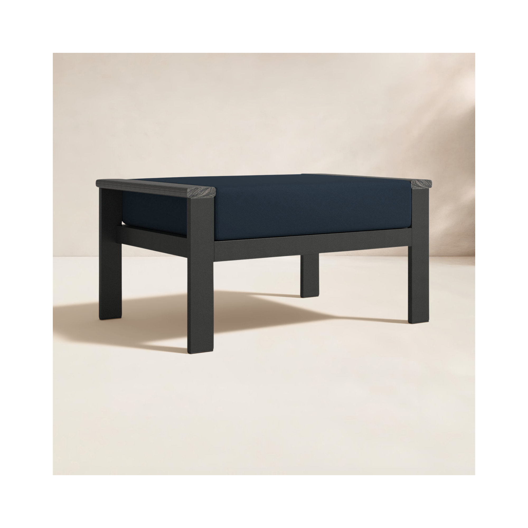 Townsend Outdoor Ottoman with Sunbrella Cushions, Canvas Navy Sunbrella® Canvas