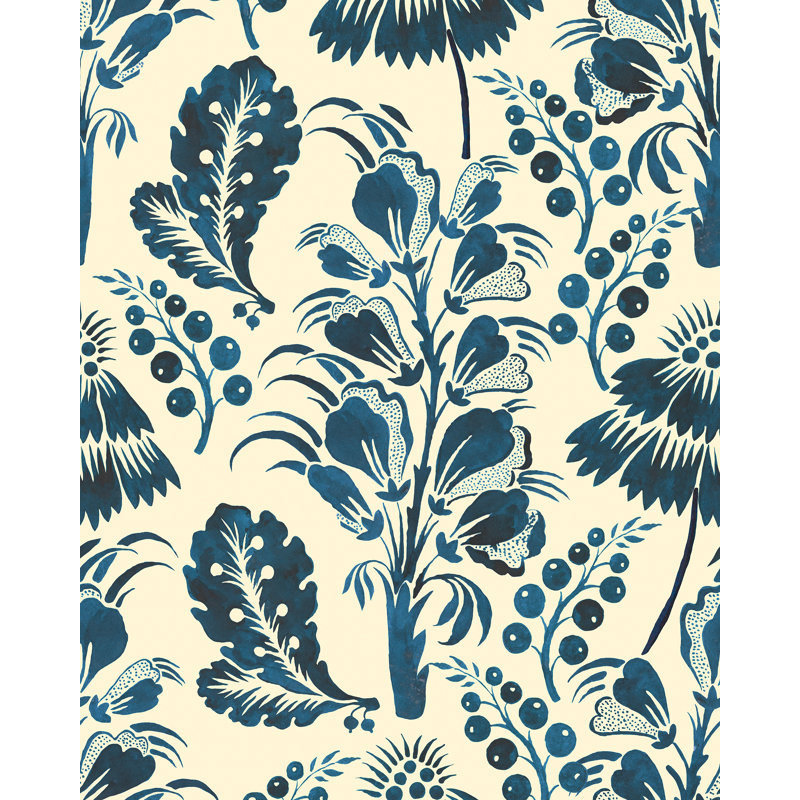 JARDIN SAXON Azur, Bleu/beige