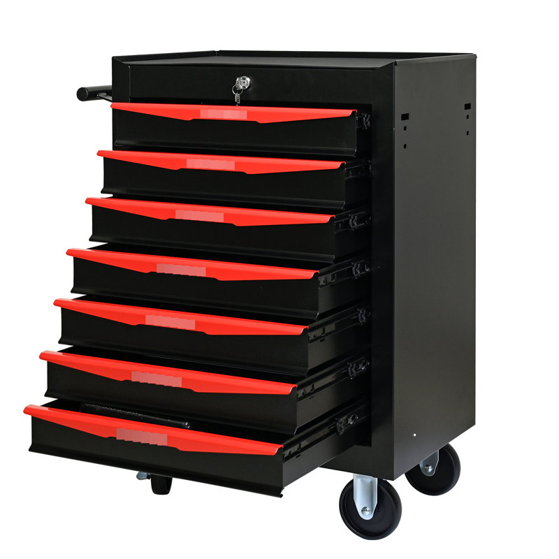 Coffre à outils roulant en acier - 7 tiroirs, support et armoire verrouillable 20 po avec tiroirs