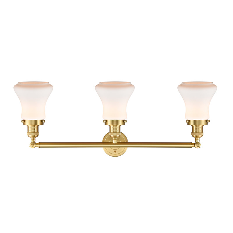 Edda 3 - Light Dimmable Vanity Light, 60 Watt Vintage Incandescent Bulb, Matte White, Satin Gold