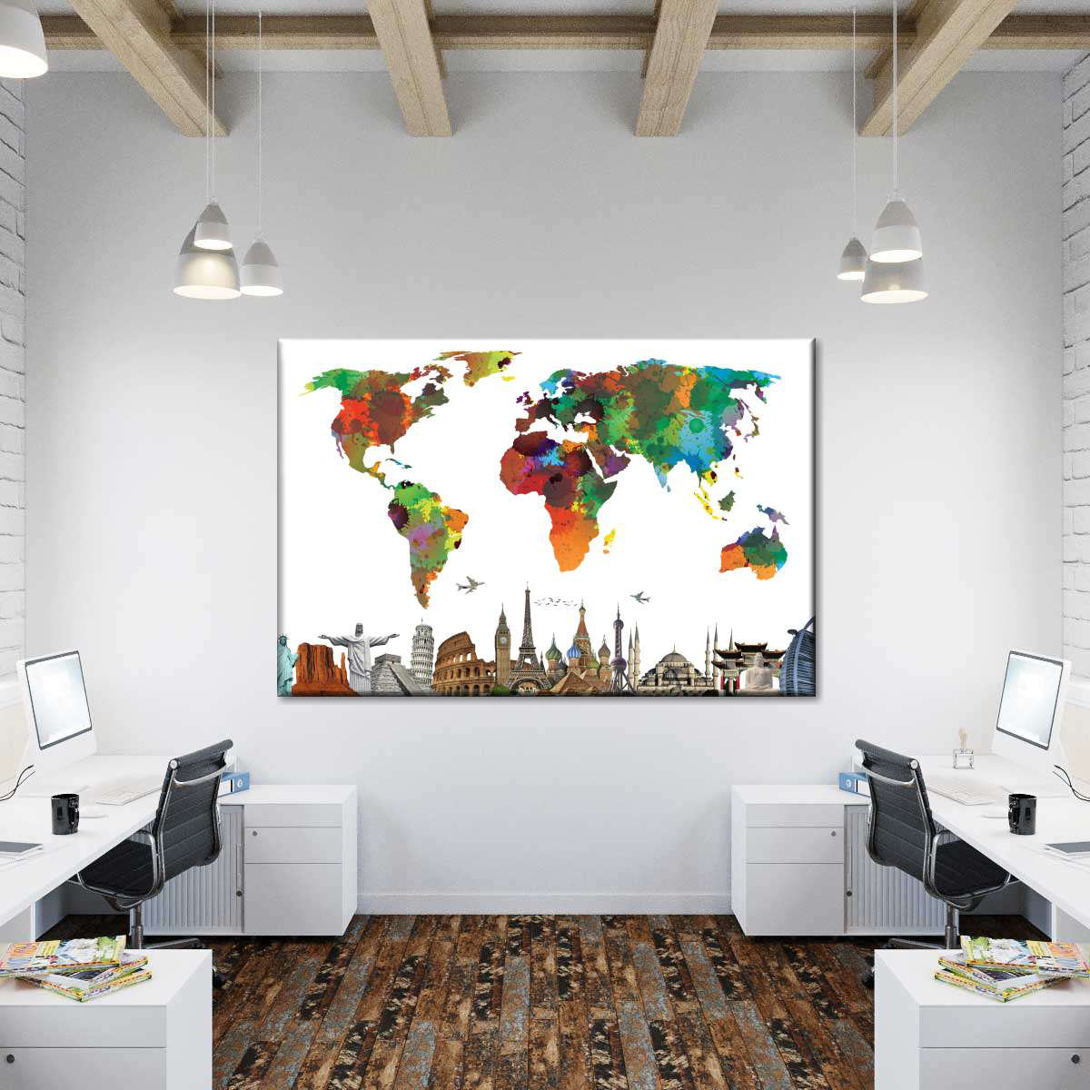 17 Stories Color Splash World Map On Canvas Print | Wayfair