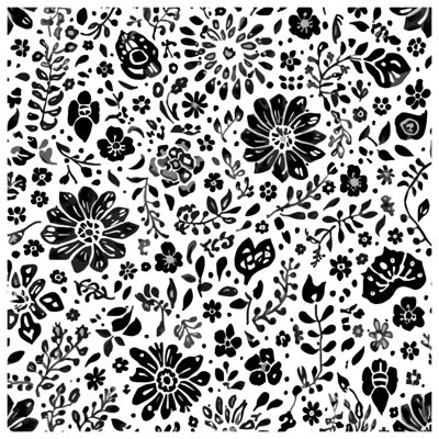 Black White Floral Print Canvas Gallery Wrap in Many Sizes