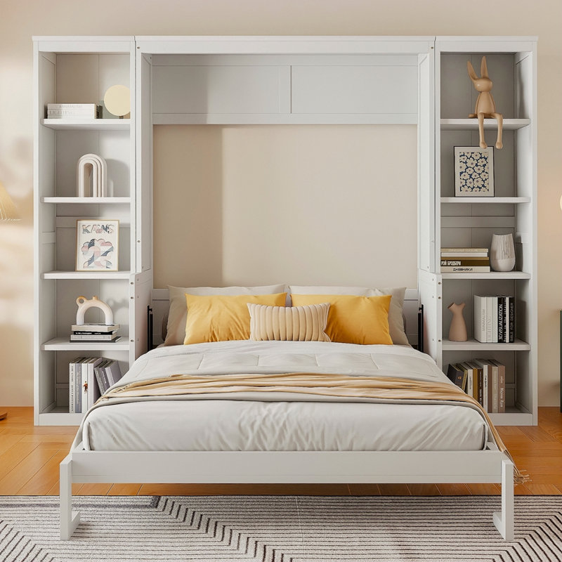 Grand lit escamotable avec bureau et bibliothèque