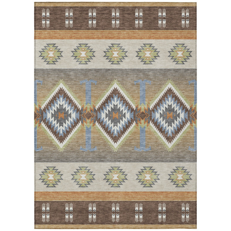 Machine Washable Indoor/Outdoor Chantille ACN2541 Lodge Rug, Rectangle 3' x 5', Chocolate