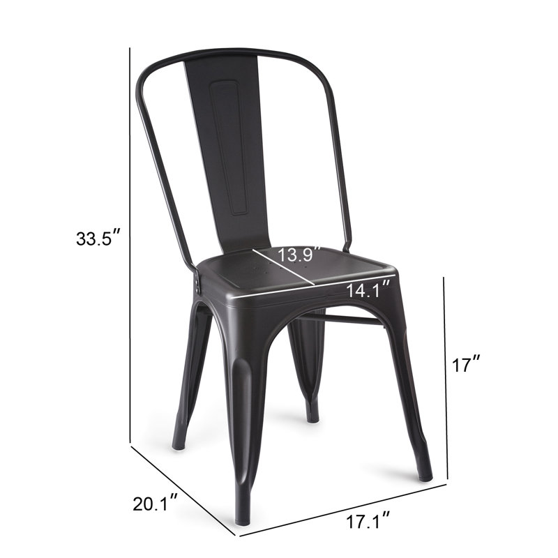 43.2cm H Metal Stacking Side Chair in Black