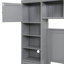 Lit double en bois gris avec armoire et tablette fusionnées - Stable et pratique intégrée pour améliorer le décor de la chambre à coucher-1935221976-1935221977