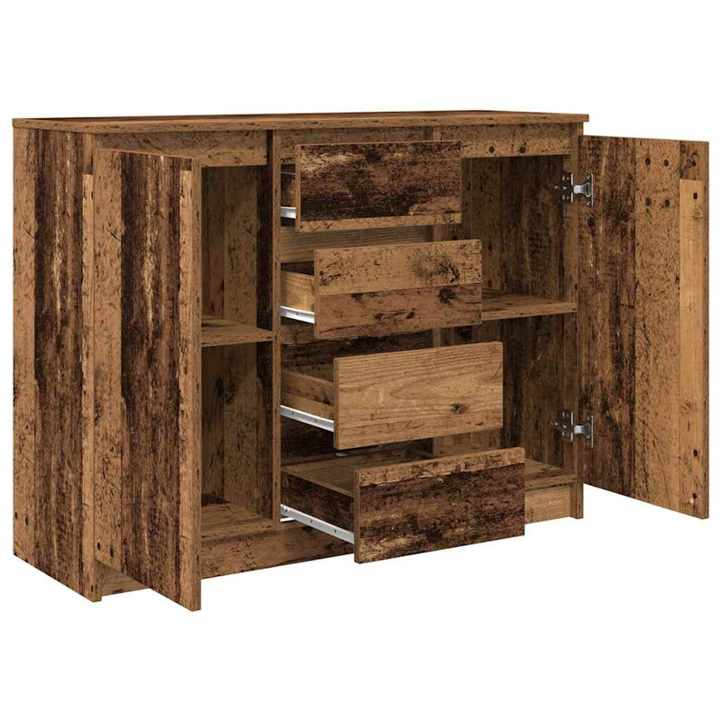 Sideboard With Drawers 100.5X35x76 Cm Engineered Wood, Old Wood