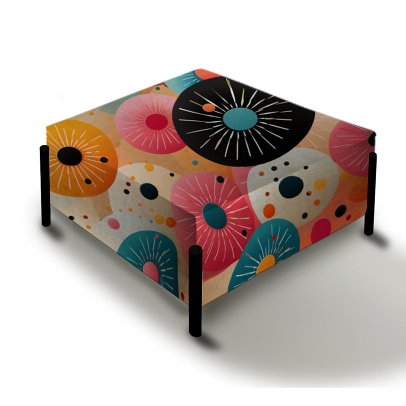 Poupart Donus And Disques Fashion - Grand repose-pieds carré Mid-Century