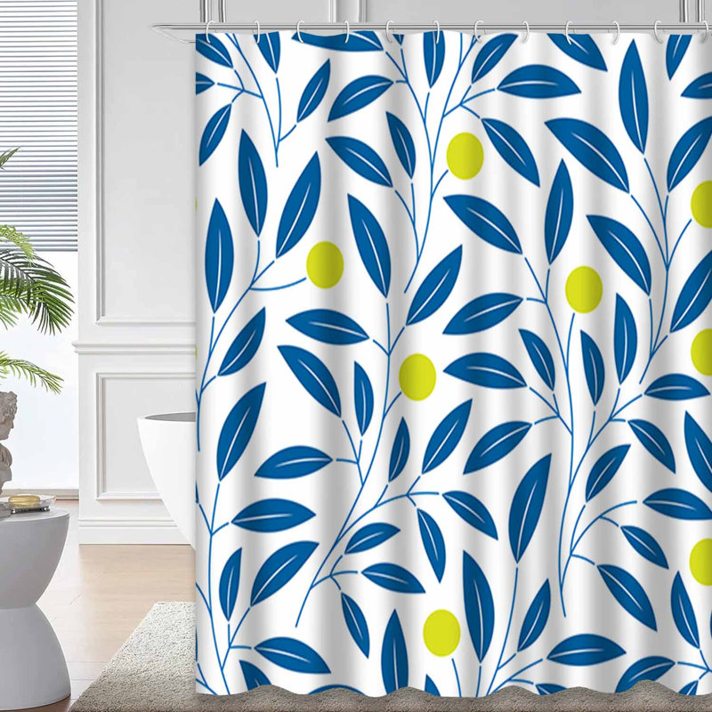 Rideau de douche à 12 crochets Blue Plants, L 72 po x l 84 po
