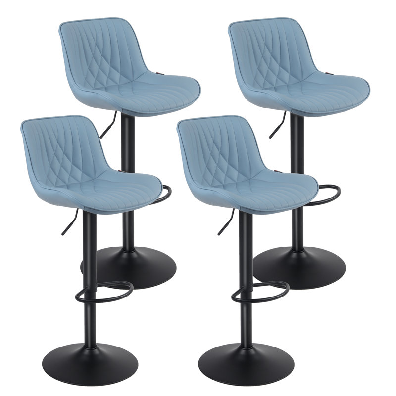 Swivel Bar Stools Modern Leather Upholstered Counter Stools for Kitchen Island, Adjustable Height Stools with Footrest for Home Bar