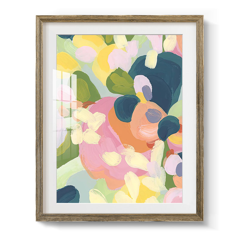 Brushy Tropics III, reproduction encadrée, Blanc, Papier avec cadre noyer