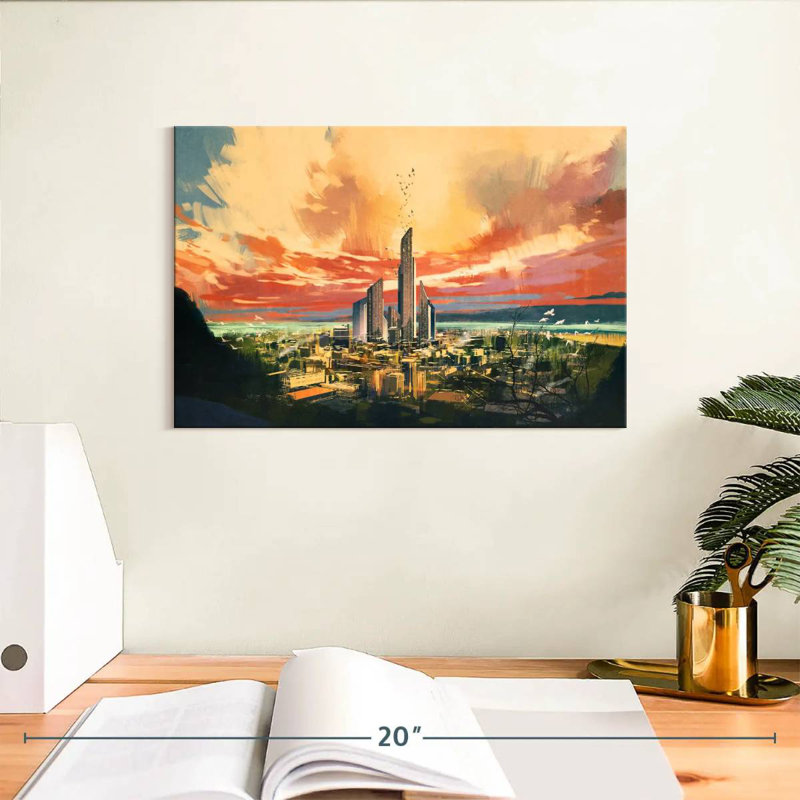 Future City, 8" H x 12" W
