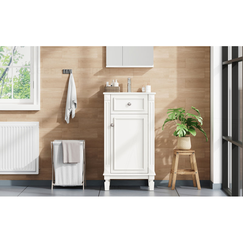 Meuble-lavabo 18 po avec lavabo en céramique, Blanc