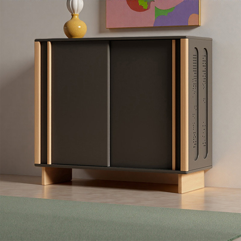 Lawrence 30 Pair Solid Wood Shoe Storage Cabinet, Black