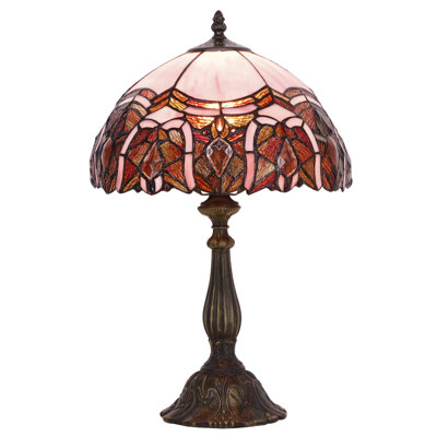 Tiffany Lamp Touch Control Table Lamp Pink Stained Glass Desk Lamp 12X12X19 Inches Jewelry Style Reading Light