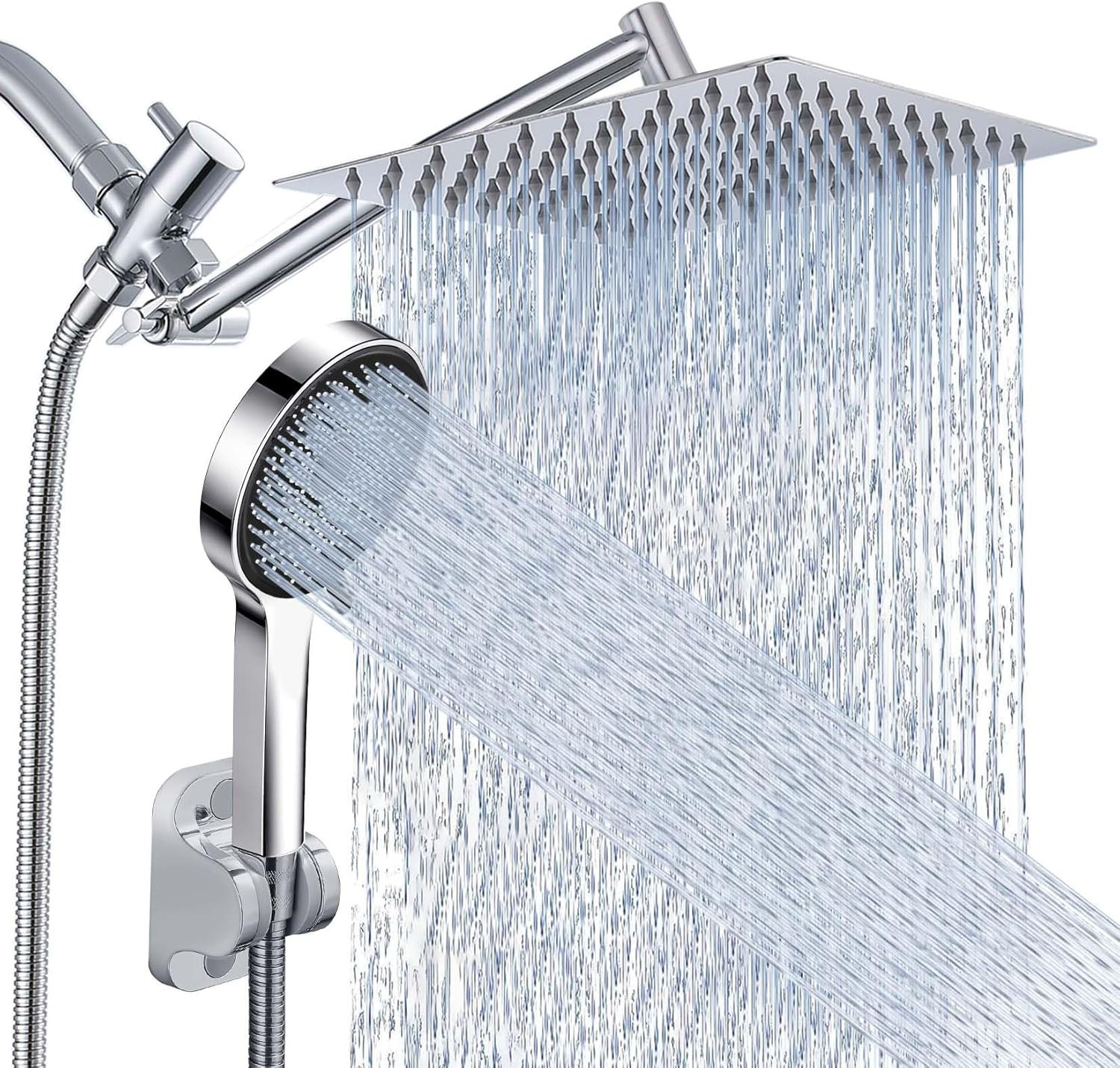Pommeau De Douche 7 Jets Avec Bouton Stop : Fonction Pluie, Anticalcaire, Augmente La Pression, économie D'eau.