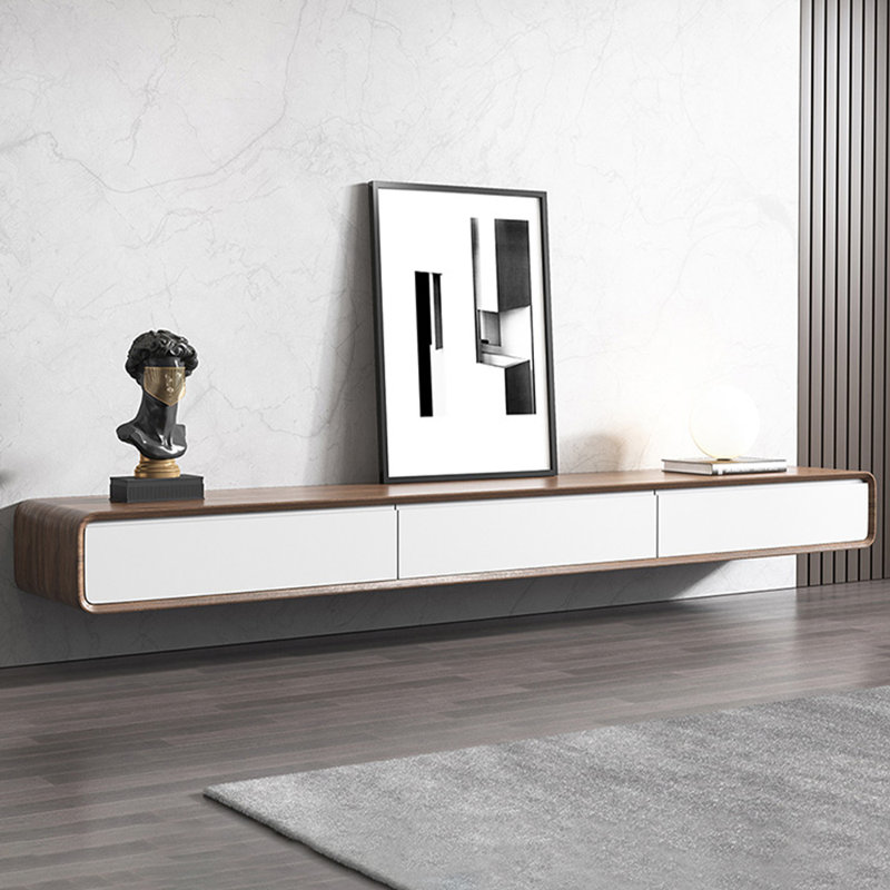 Solid Wood TV Stand for TVs up to 88", Dark Wood/White, 78.74