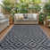 Black & Grey Geometric Cross Outdoor Rugs for Patio, Porch, or Balcony
