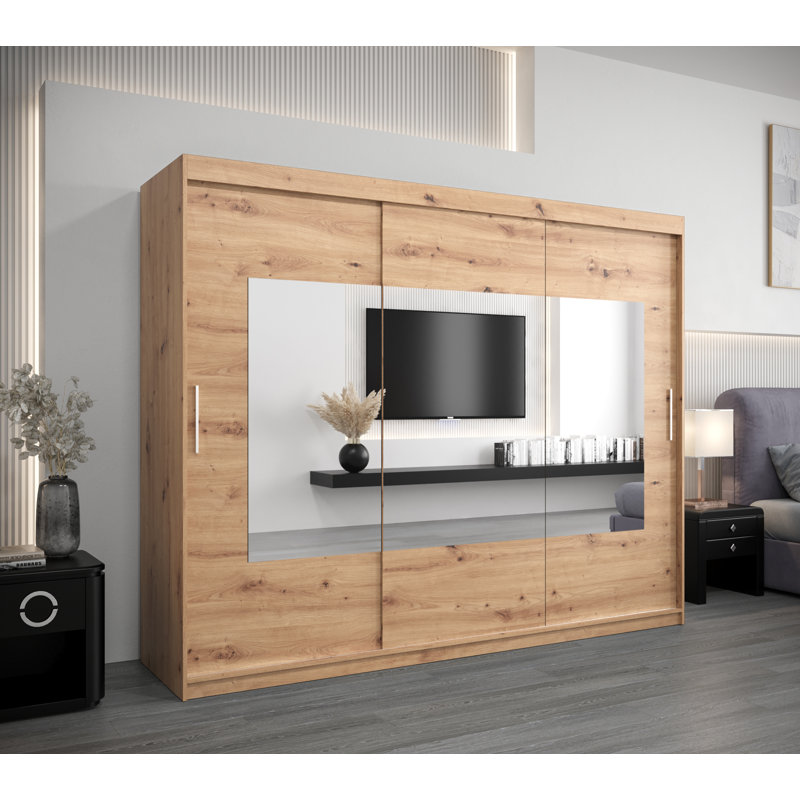 Arunima 3 Door Manufactured Wood Wardrobe, Artisan Oak