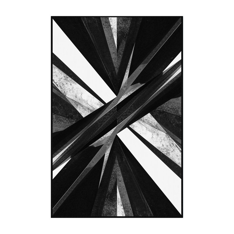 Machine Washable Orlena Modern & Contemporary Geometric Rug in Gray – Black Binding, 2 x 5