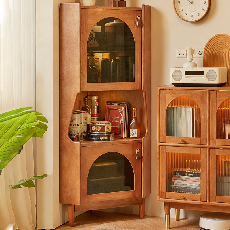 Armoire de coin en bois massif Cerise, Brun