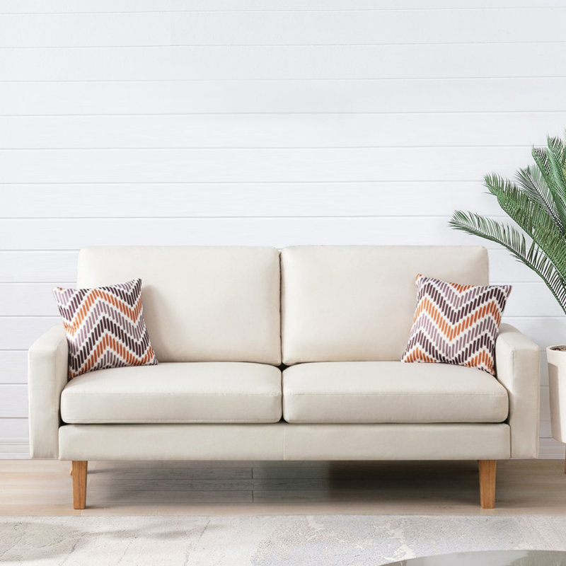 Canapé à accoudoirs carrés 70 po Lonneke, Mélange de lin beige