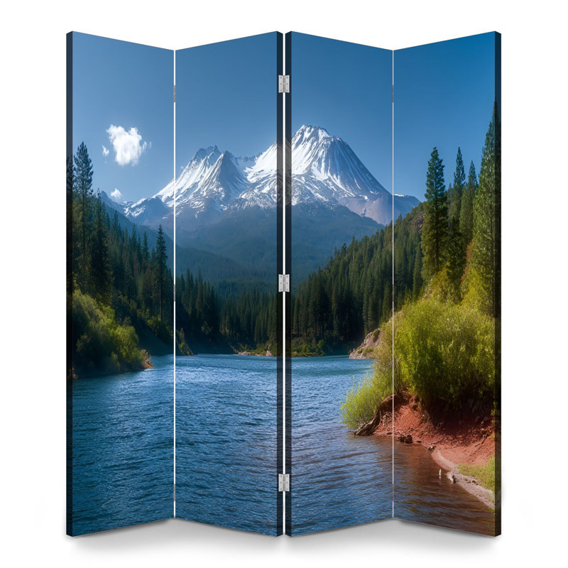 Paravent 4 panneaux à cloison pliable Royal Lake Siskiyou Mt Shasta, 4, H 71 po x l 64 po x P 1 po