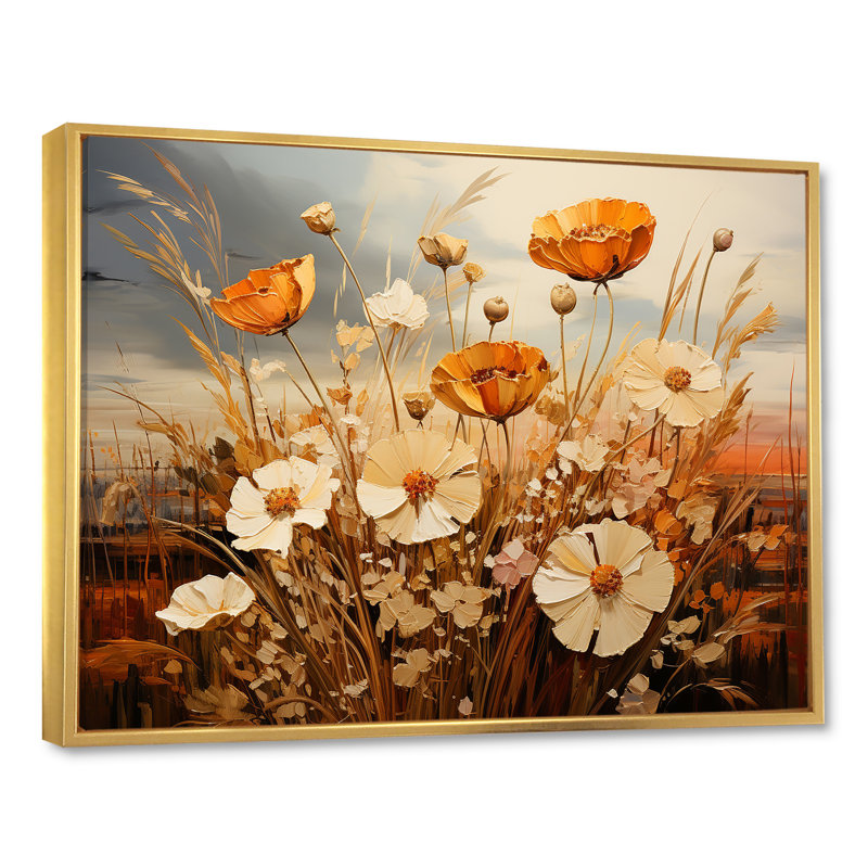 «White and Yellow Crimson Floweret Garden Serenade» sur impression sur toile, Cadre photo blanc, H 12 po x l 20 po