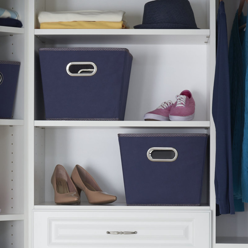 2‑Toned Medium Tapered Storage Bins with Grommet Handles Exterior and Polka Dot Interior, Medium, Dot