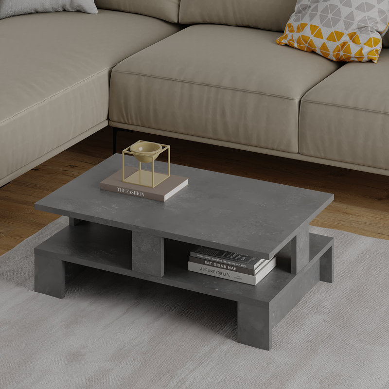 Airdrie Sled Coffee Table with Storage, Retro Grey