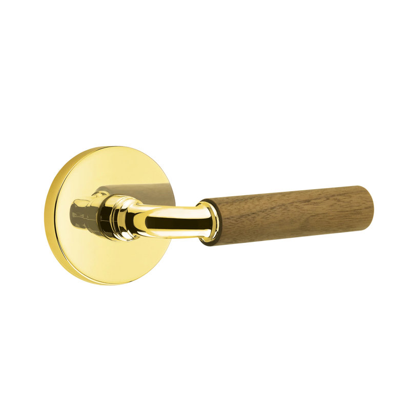 Ensemble de leviers de passage Emtek Select avec rosette à disque et tige R-Bar, poignée en noyer foncé (CF)