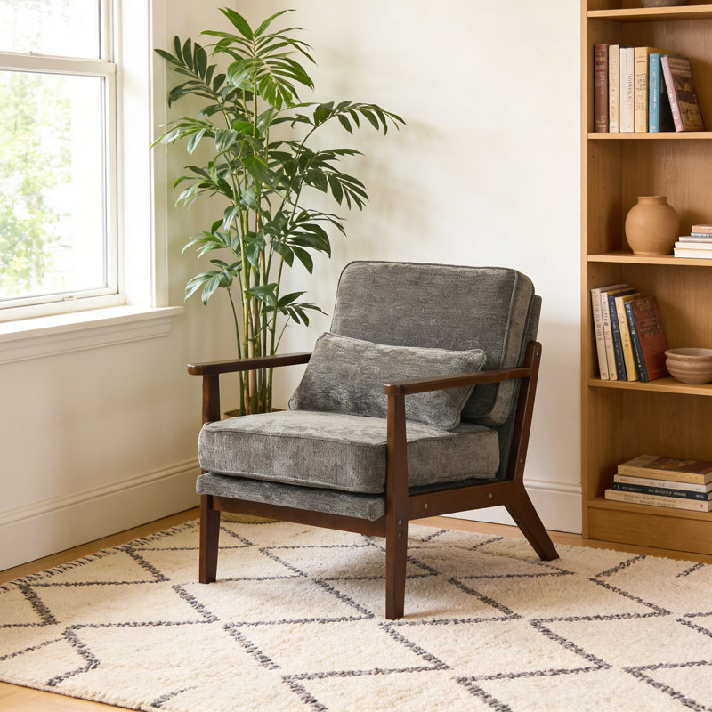 Chaise rembourrée Chenille, Grey, Espresso