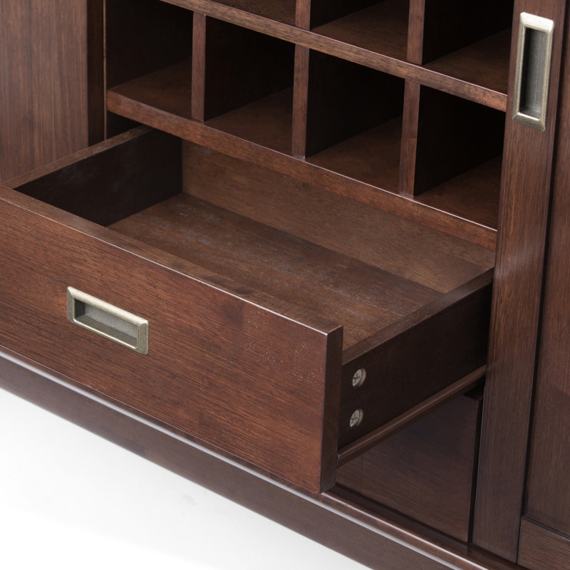 Table buffet 2 tiroirs en bois d'hévéa Draper, Brun auburn moyen