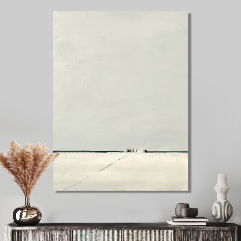 «Neutral Horizons Divide Reverie», dessin abstrait en métal minimaliste, L 34 po x H 44 po