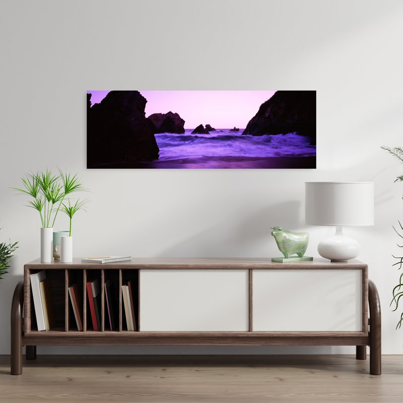 Crépuscule sur la côte de Santa Cruz, Californie, États-Unis, art mural côtier tranquille, H 12 po x l 36 po