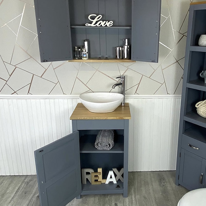 Marti 515mm Single Bathroom Vanity with Vessel Ceramic Basin, Grey