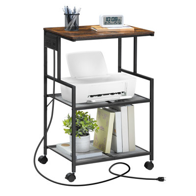 3-tier Mobile Printer Stand Printer Cart With Power Outlets And 2 Usb Ports Rolling Printer Table On Wheels