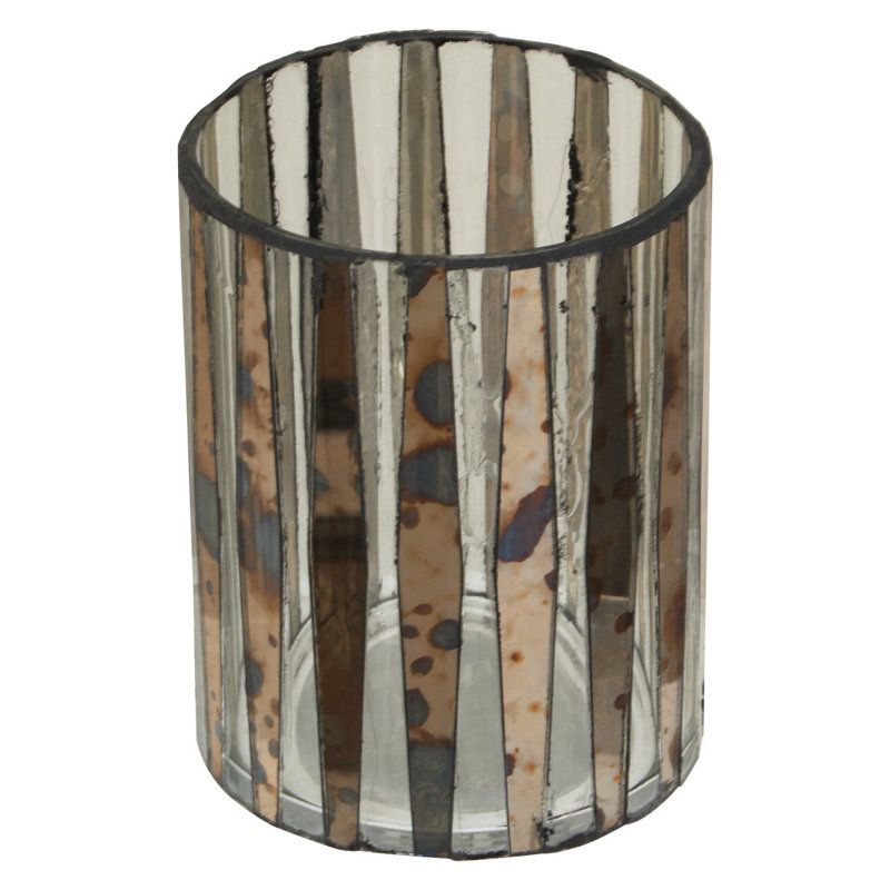 Glass Tabletop Tealight Holder, 14cm H x 11cm W x 11cm D