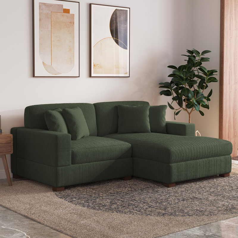 Milbrey Modular Corner Sofa, Green, Right Hand Facing