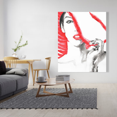 Woman with Big Hat - Figurative Beauty Canvas for Home Decor