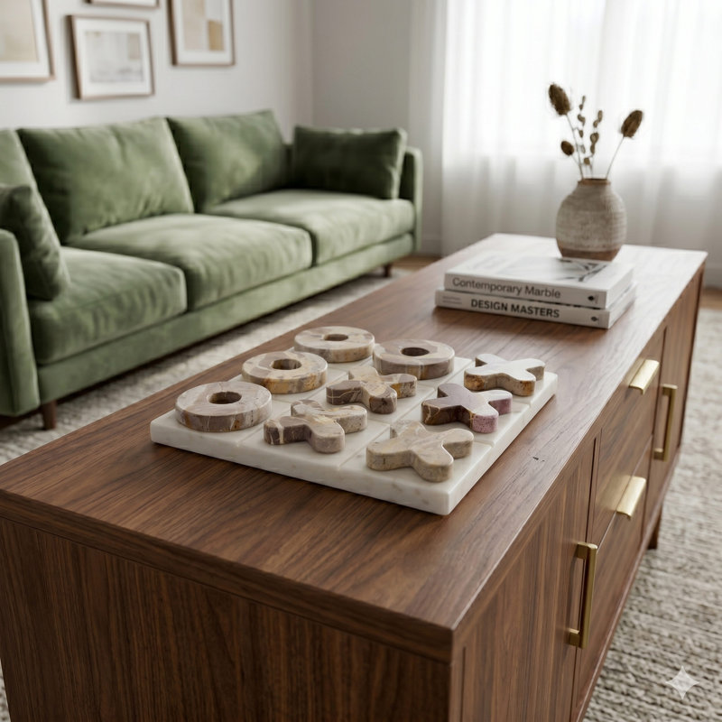 Delphi Grid - jeu de tic tac toe en marbre | Décoration de table décorative
