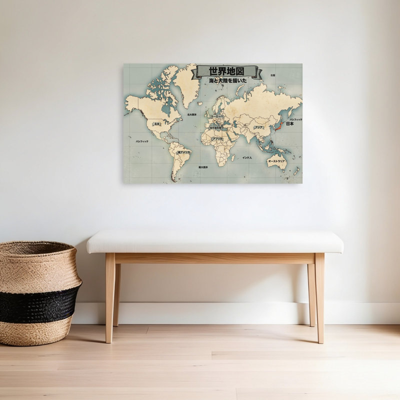 Art mural rétro, carte du monde rétro