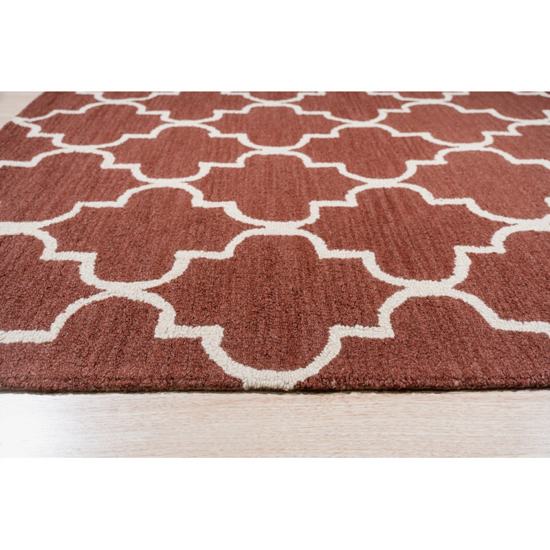 Hand Tufted Wool Geometric Area Rug, Brown