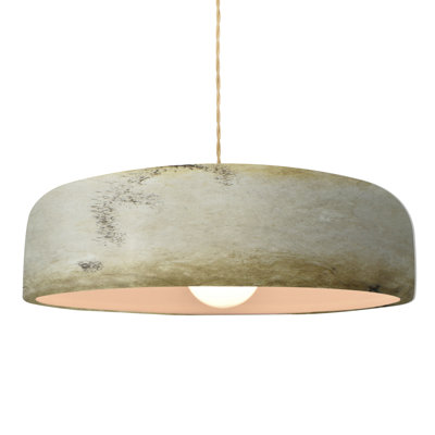 Radiance - Spire 1-Light Pendant - Greco Travertine - Brushed Brass - 16"W x 4.5"H - Dedicated LED - Beige Twist Cord