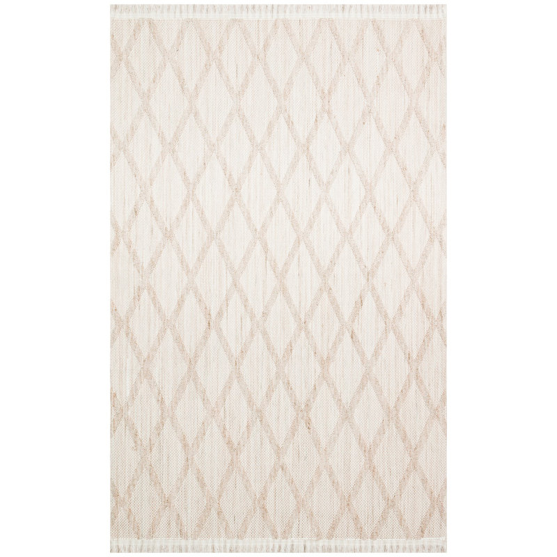 Tapis ivoire en polyester tissé à la machine Ramblewood, Rectangle 3 pi 11 po x 5 pi 11 po