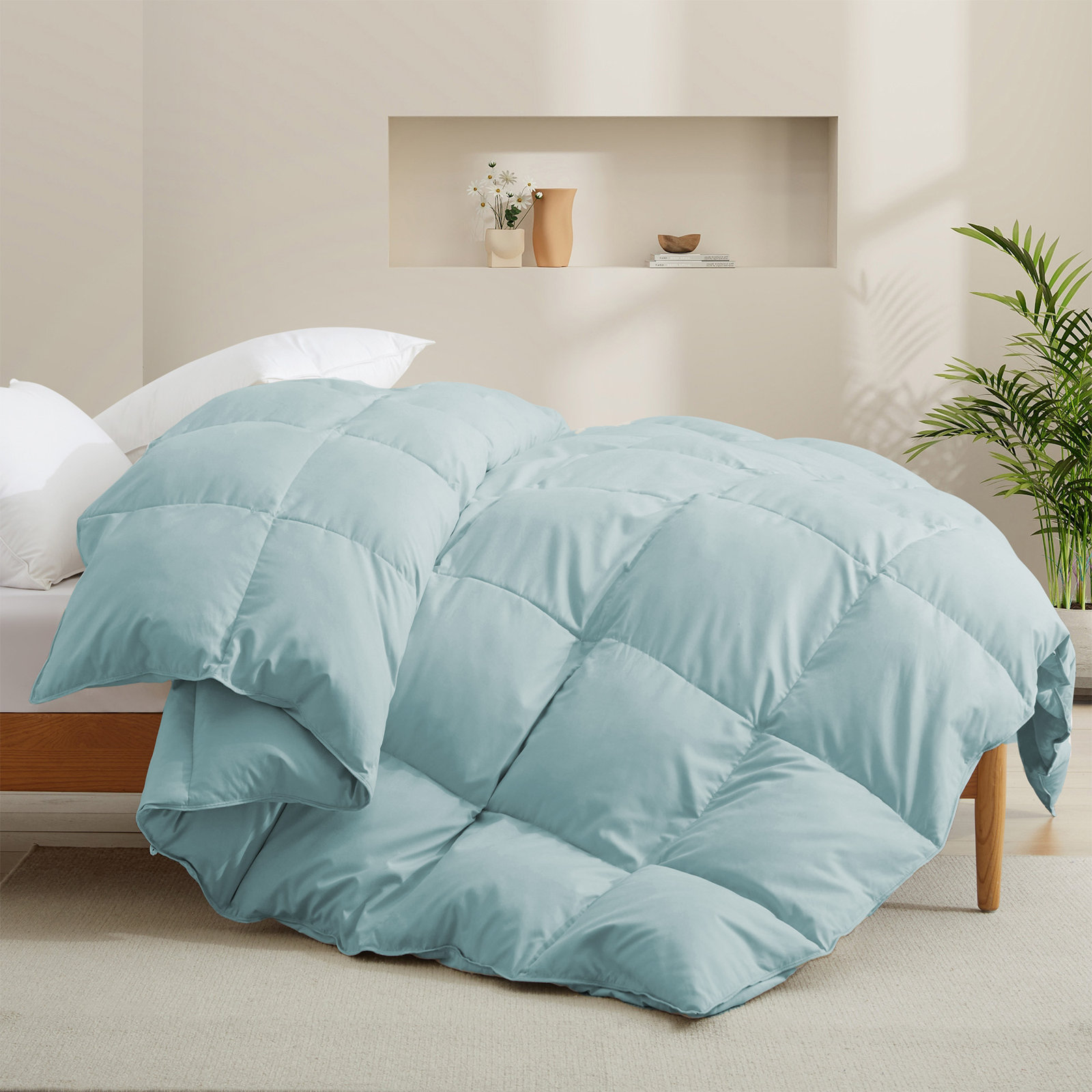 600 Fill Power All Season Down Comforter Duvet Insert, Twin, Khaki