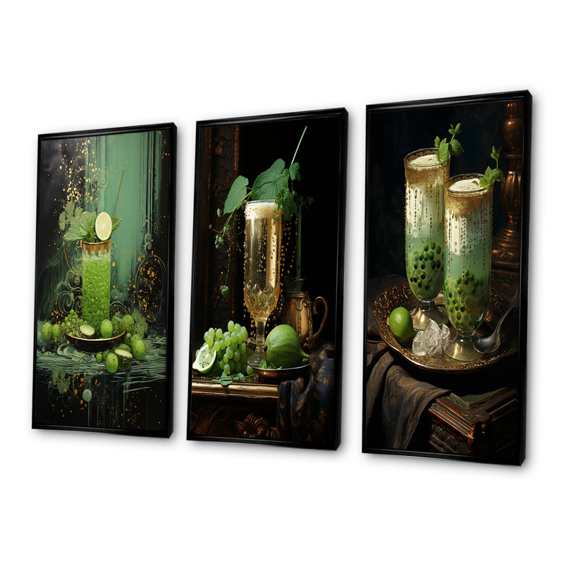 Petit-déjeuner vert émeraude Chia, Cadre flottant noir, H 32 po x l 48 po