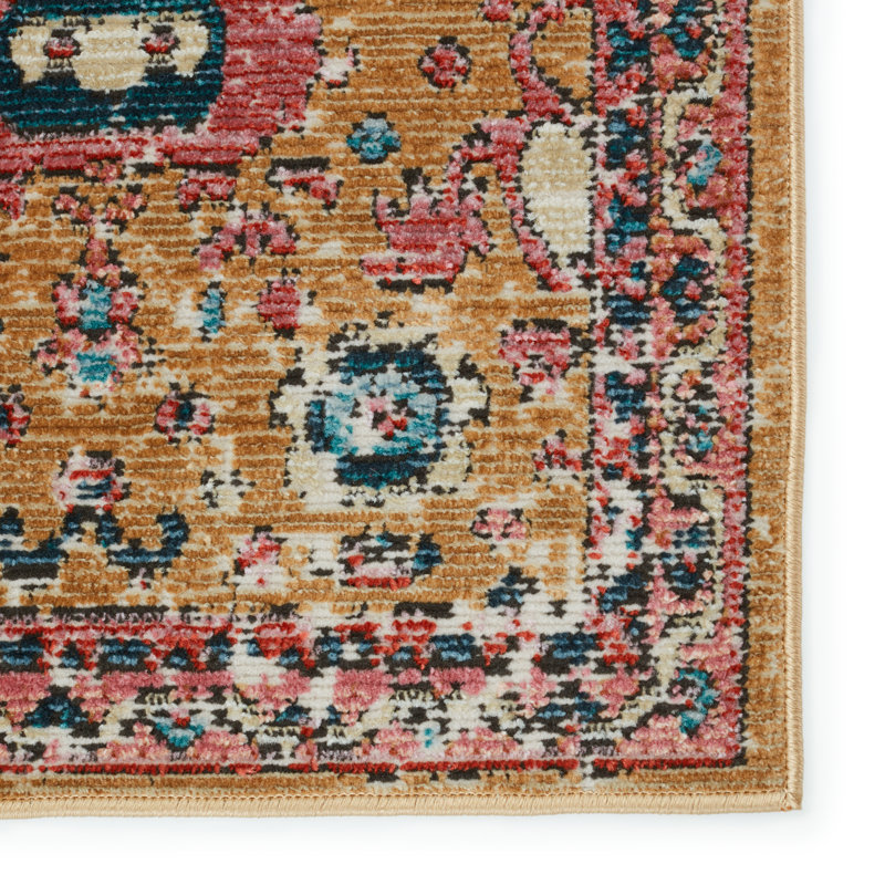 Tapis rose / or / bleu Forand, Tapis de couloir 2 pi 6 po x 8 pi