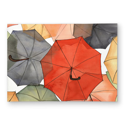 The Umbrellas of Petit Champlain - Red Outdoor Area Rug