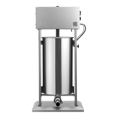 Poussoir à saucisses électrique, 25 kg / 25 L, poussoir à viande vertical, robuste, en acier inoxydable, avec 5 tubes de remplissage, variateur de vitesse et pédale.